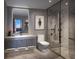 Modern bathroom with glass shower and marble at 1101 E Jackson St # 3605, Tampa, FL 33602