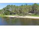 Peaceful lakeside community with sandy beach, dock, and shaded picnic area at 13833 Vacation Ln, Odessa, FL 33556