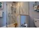 Large walk in shower with glass enclosure at 19029 Us Highway 19 N # 32B, Clearwater, FL 33764