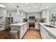 Modern kitchen with white cabinets, quartz countertops and stainless steel appliances at 2519 Crowder Ln, Tampa, FL 33629