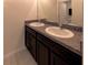 Double vanity bathroom with dark brown cabinets at 30755 Summer Sun Loop, Wesley Chapel, FL 33545