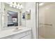 Bathroom features a shower and vanity with mirror at 37401 Wedgewood Dr, Zephyrhills, FL 33542