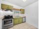 Kitchen with stainless steel appliances and green cabinets at 4113 S Drexel Ave, Tampa, FL 33611