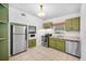 Kitchen with stainless steel appliances and green cabinets at 4113 S Drexel Ave, Tampa, FL 33611