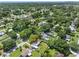 Aerial view showing home's location in a residential neighborhood with lush green trees at 7234 12Th N St, St Petersburg, FL 33702