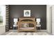 Bedroom with crib, nightstands and black and white decor at 9389 Runaway Breeze Dr, Land O Lakes, FL 34637