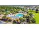 Resort-style community pool with a large deck and palm trees at 6944 Runner Oak Dr, Wesley Chapel, FL 33545