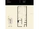 Modern studio apartment floor plan featuring a kitchen, living room, bedroom, and bathroom layout at 1101 E Jackson St # 1802, Tampa, FL 33602