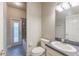 Bathroom with single vanity and access to backyard at 12311 Silton Peace Dr, Riverview, FL 33579