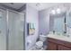 Clean bathroom with shower, toilet and vanity at 13458 Graham Yarden Dr, Riverview, FL 33579