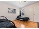Bedroom with two twin beds and wood floors at 1400 Gandy N Blvd # 506, St Petersburg, FL 33702