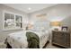 Cozy bedroom with palm tree bedding and updated furnishings at 1534 Wexford N Dr, Palm Harbor, FL 34683
