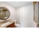 Bathroom with granite vanity and walk-in shower at 301 Cordova Grn, Seminole, FL 33777