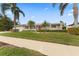 Ranch style home with red front door and mature palm trees at 3910 Americana Dr, Tampa, FL 33634