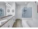 Elegant bathroom with granite countertops and a large shower at 6216 Kevesta Ave, Palmetto, FL 34221