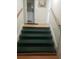 Green carpeted staircase leading to upper level at 1434 Cleveland St # 4, Clearwater, FL 33755