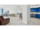 Modern kitchen with blue cabinets and stainless steel appliances at 1540 Gulf Blvd # 2004, Clearwater, FL 33767