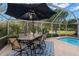 Covered patio with outdoor dining set and umbrella at 3190 Shoreline Dr, Clearwater, FL 33760