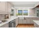 Modern kitchen with white cabinets, quartz countertops, and a farmhouse sink at 4320 Middle Lake Dr, Tampa, FL 33624