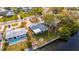 An aerial view of a house by the water in a residential area at 4730 Shore Acres Ne Blvd, St Petersburg, FL 33703