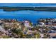 Panoramic aerial of a waterside community, highlighting the property with access to waterfront amenities at 5600 Bayou Grande Ne Blvd, St Petersburg, FL 33703