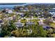 Aerial view of a residential neighborhood near the water, showing the property's location at 5600 Bayou Grande Ne Blvd, St Petersburg, FL 33703