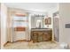 Bathroom with granite vanity and walk-in shower at 6819 Stafford Rd, Plant City, FL 33565