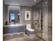 Elegant bathroom with a glass shower and modern vanity at 1101 E Jackson St # 1808, Tampa, FL 33602