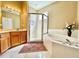 Primary bathroom with soaking tub and walk-in shower at 1218 Vinetree Dr, Brandon, FL 33510