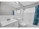 Clean bathroom featuring a shower/tub combo, vanity, and updated fixtures at 4526 101St N Ave, Pinellas Park, FL 33782