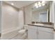 Clean bathroom with granite countertop and shower/tub combo at 5612 Limelight Dr, Apollo Beach, FL 33572