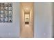 Hallway with light walls and carpet leading to bathroom at 5612 Limelight Dr, Apollo Beach, FL 33572