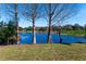 Serene backyard with pond and mature trees at 11416 Pine Forest Dr, New Port Richey, FL 34654