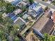 Aerial view of the property, showcasing backyard and outbuildings at 3147 Prescott N St, St Petersburg, FL 33713