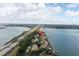 Aerial view showcasing waterfront property location at 7520 Sunshine Skyway S Ln # T18, St Petersburg, FL 33711