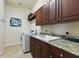 Functional laundry room with washer, dryer, and cabinets at 110 Driftwood Ln, Largo, FL 33770
