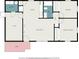 Floor plan showing a 2 bedroom, 1 bath home at 3612 Phillips St, Tampa, FL 33619