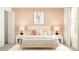Bedroom with light wood bed frame and peach walls at 11915 Blue Diamond Trl, Parrish, FL 34219