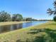 Peaceful waterfront view with lush greenery and calm waters at 15724 Aurora Lake Cir, Wimauma, FL 33598