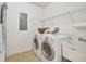 Convenient laundry room with washer, dryer, and utility sink at 17717 Gulf Blvd # 601, Redington Shores, FL 33708