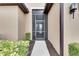 Front entry with a screened door and walkway at 205 Silver Falls Dr, Apollo Beach, FL 33572