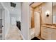 Clean bathroom with tub shower and updated vanity at 1024 Sonata Ln, Apollo Beach, FL 33572