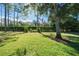 Spacious backyard with American flag and hedge at 11440 Baronwood Ct, Hudson, FL 34667
