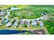 Aerial view of houses near a pond with surrounding lush green landscape at 12211 Oak Ramble Dr, Spring Hill, FL 34610