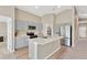 Modern kitchen featuring gray cabinets, stainless steel appliances, and a large island at 12931 Twin Bridges Dr, Riverview, FL 33579