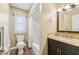 Clean bathroom with shower/tub combo and vanity at 13214 Moran Dr, Tampa, FL 33618