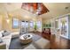 Relaxing bonus room with wood ceiling, water view, and inviting seating at 26 Sunset Bay Drive, Belleair, FL 33756