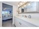 Updated bathroom with white cabinets and a quartz countertop at 2700 Bayshore Blvd # 11302, Dunedin, FL 34698