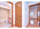 Pink vanity, toilet and tub shower combo at 37347 Derbyshire Dr, Zephyrhills, FL 33542