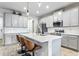Modern kitchen with gray cabinets, stainless steel appliances, and quartz countertops at 8321 Wildflower Glen Ave, Odessa, FL 33556